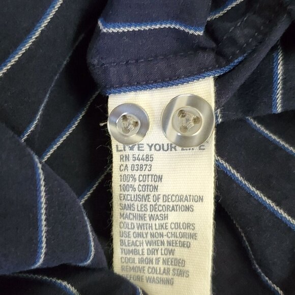 American Eagle Mens Blue & White Striped Shirt XL Button Down Premium Vtg Fit - Picture 5 of 10